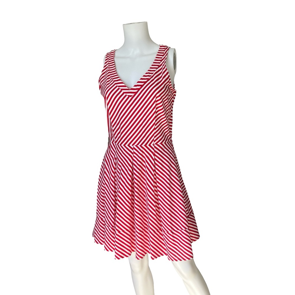 Retrolicious Red and White Striped Dress Retro Rockabilly Cotton Size Medium